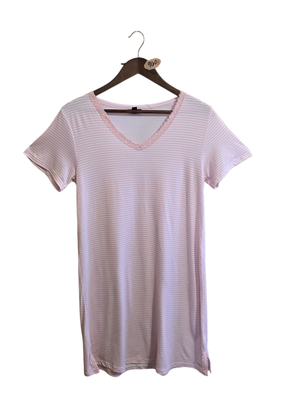 Tahari Pink and White Striped Tee Dress